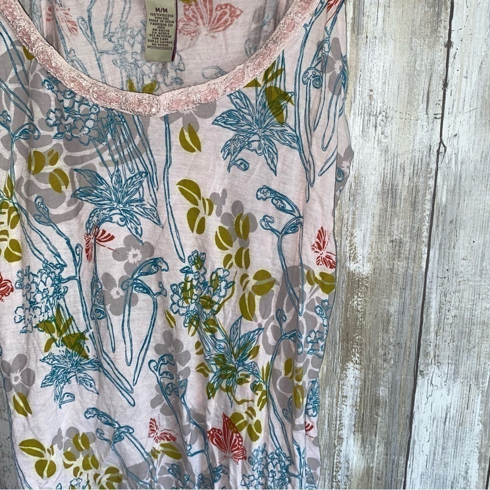 Free People Floral Cami Tank Y2K Boho High Low Hem Pink Viscose Medium - Picture 3 of 7